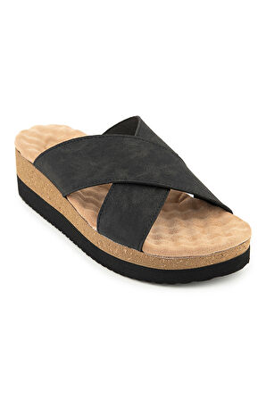 MUYA FAST ANATOMİK TABAN TOPUK DİKENİ KADIN TERLİK NUBUK SİYAH