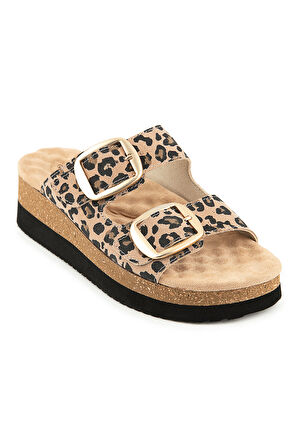MUYA PANTAİ ANATOMİK TABAN TOPUK DİKENİ KADIN TERLİK LEOPAR