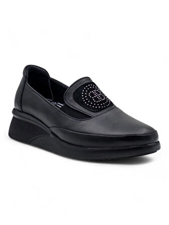 VOYAGER 9779 KADIN HAKİKİ DERİ COMFORT AYAKKABI - SİYAH - 41