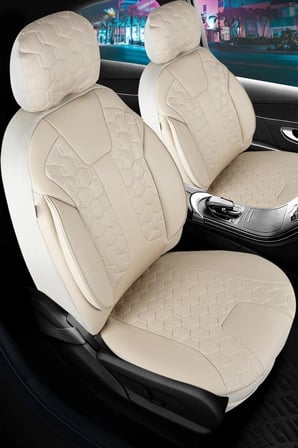 
Bmw 5 Serisi 520 Uyumlu Deri Detaylı Oto Koltuk Kılıfı Ön Arka Set Cyrus Model Bej FS