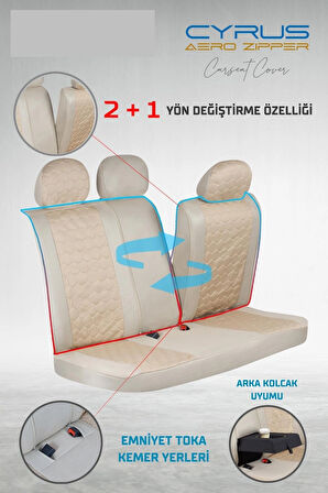 
Hyundai Matrix Uyumlu Deri Detaylı Oto Koltuk Kılıfı Ön Arka Set Cyrus Model Bej FS