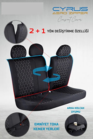
Volkswagen Golf 4 Uyumlu Deri Detaylı Oto Koltuk Kılıfı Ön Arka Set Cyrus Model Siyah Beyaz FS