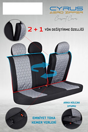 
Alfa Romeo 155 Uyumlu Deri Detaylı Oto Koltuk Kılıfı Ön Arka Set Cyrus Model Siyah Füme FS