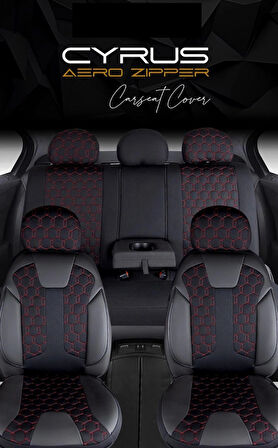 
Volkswagen Passat Uyumlu Deri Detaylı Oto Koltuk Kılıfı Ön Arka Set Cyrus Model Siyah Kırmızı FS