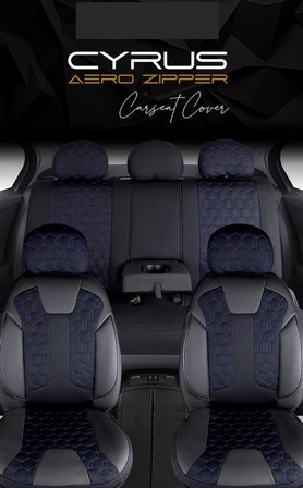 
Citroen C4 Uyumlu Deri Detaylı Oto Koltuk Kılıfı Ön Arka Set Cyrus Model Siyah Mavi FS