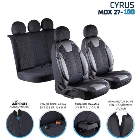 
Volkswagen Polo ESKİ Uyumlu Deri Detaylı Oto Koltuk Kılıfı Ön Arka Set Cyrus Model Siyah FS