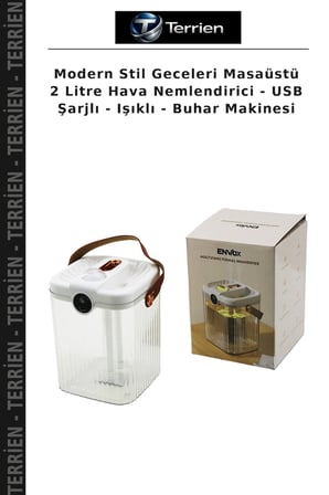 Modern Stil Geceleri Masaüstü 2 Litre Hava Nemlendirici - USB Şarjlı - Işıklı - Buhar Makinesi