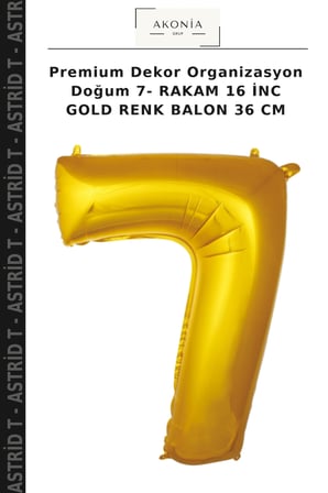 Premium Dekor Organizasyon Doğum 7- RAKAM 16 İNC GOLD RENK BALON 36 CM