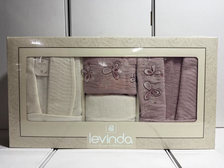 Levinda 3D Nakışlı Bornoz Takımı