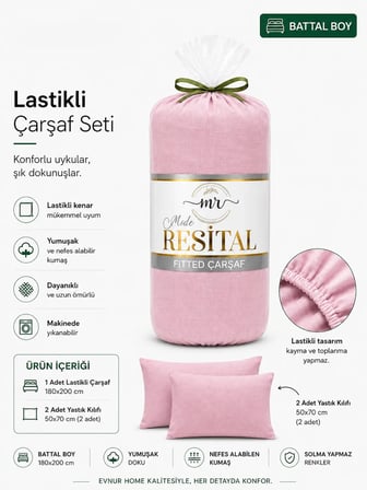 Resital Lastikli Çarşaf Seti Battal Boy