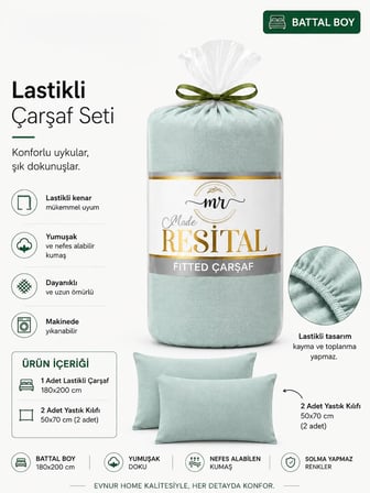 Resital Lastikli Çarşaf Seti Battal Boy