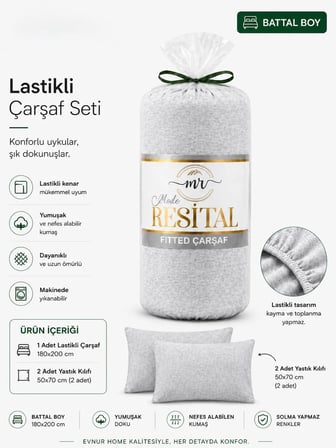 Resital Lastikli Çarşaf Seti Battal Boy