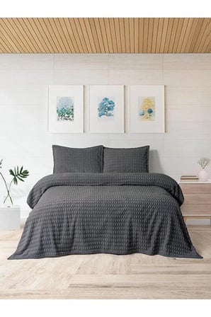 Merinos Modern Line Twist 3 Parça Çift Kişilik Battaniye Seti