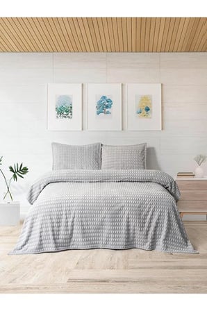 Merinos Modern Line Twist 3 Parça Çift Kişilik Battaniye Seti