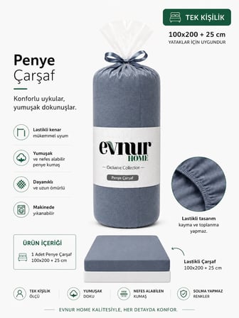 Evnur Tek Kişilik Penye Çarşaf