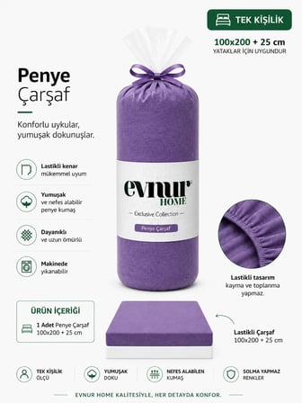 Evnur Tek Kişilik Penye Çarşaf
