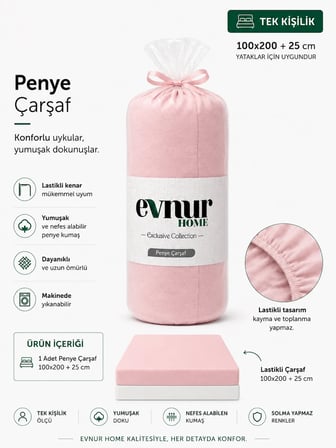 Evnur Tek Kişilik Penye Çarşaf