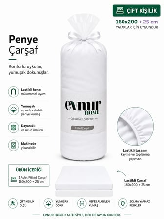 Evnur Çift Kişilik Penye Çarşaf