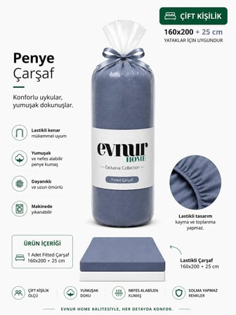 Evnur Çift Kişilik Penye Çarşaf