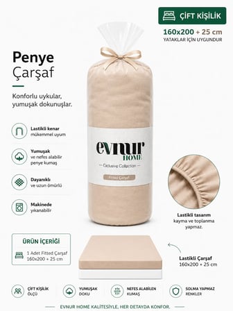 Evnur Çift Kişilik Penye Çarşaf