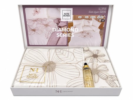 Punç Nakışlı Diamond Series Nevresim Takımı Çift Kişilik ve Oda Kokusu Hediyeli (Kutulu)