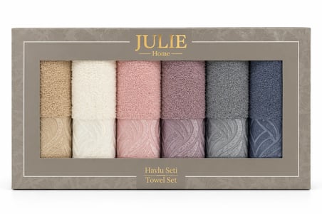 Julie Home 6'lı Havlu Seti Kutulu 30x50