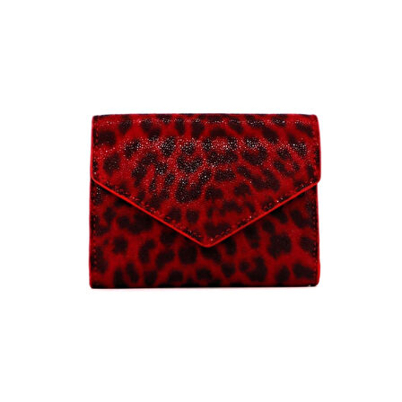 Lux Leder Vico Hakiki Deri Leopar Baskı Süet Cüzdan