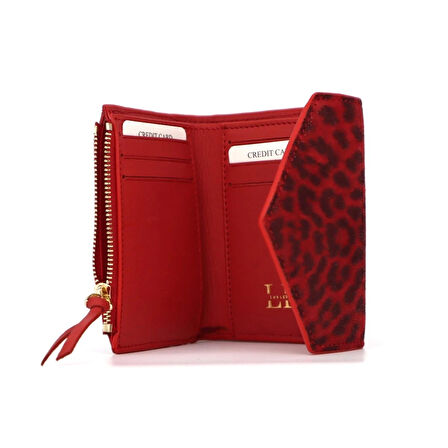 Lux Leder Vico Hakiki Deri Leopar Baskı Süet Cüzdan
