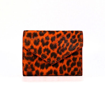 Lux Leder Vico Hakiki Deri Leopar Baskı Süet Cüzdan