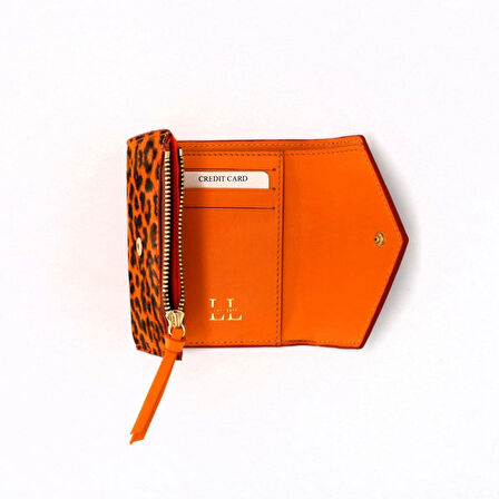Lux Leder Vico Hakiki Deri Leopar Baskı Süet Cüzdan