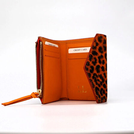 Lux Leder Vico Hakiki Deri Leopar Baskı Süet Cüzdan