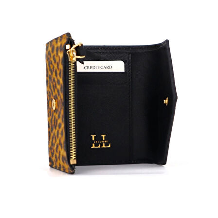 Lux Leder Vico Hakiki Deri Leopar Baskı Süet Cüzdan