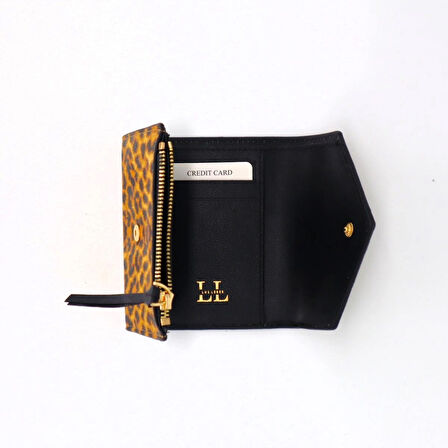 Lux Leder Vico Hakiki Deri Leopar Baskı Süet Cüzdan