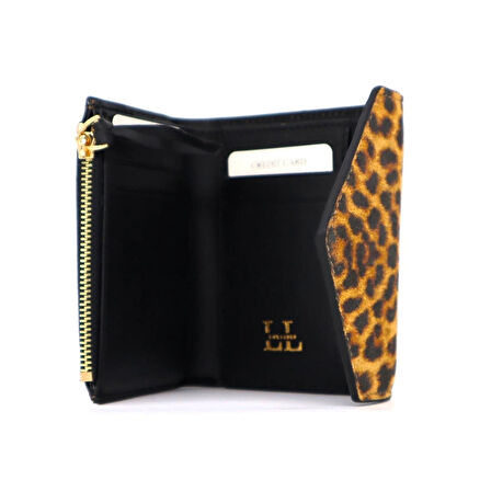 Lux Leder Vico Hakiki Deri Leopar Baskı Süet Cüzdan