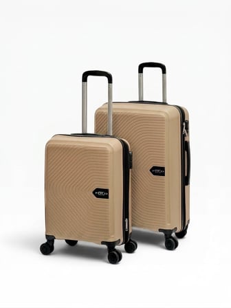 Away Çizgili Model 2'li Kabin Boy + Orta Boy Gold Valiz Seti
