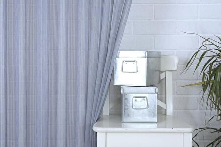 Massarelli Çizgili Tül Mavi 1-3 Sık Pile