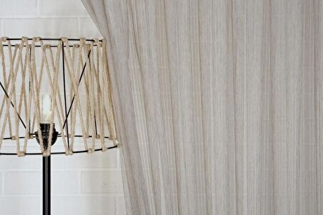 Massarelli Çizgili Tül Açık Kahve Pilesiz