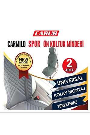 Carmild Oto Koltuk Kılıfı Spor Ön Koltuk Minderi 2li Set Gri Renk