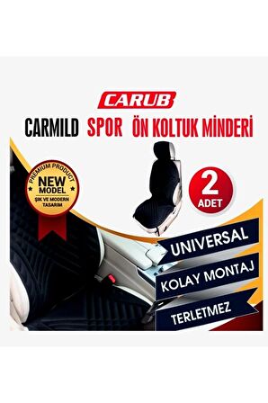 Carmild Oto Koltuk Kılıfı Spor Ön Koltuk Minderi 2li Set Siyah Renk