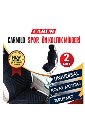 Carmild Oto Koltuk Kılıfı Spor Ön Koltuk Minderi 2li Set Siyah Renk