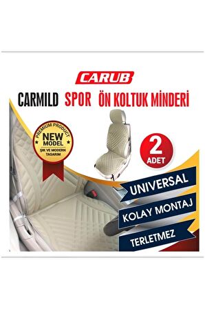 Carmild Oto Koltuk Kılıfı Spor Ön Koltuk Minderi 2li Set Bej Renk