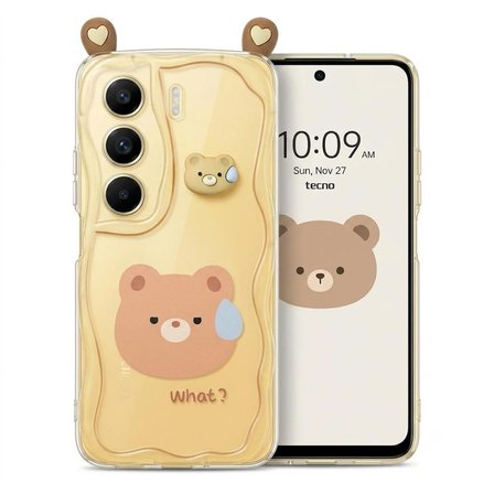 Tecno Camon 40 Uyumlu Kılıf Desenli Kulaklı Kapak Hlt-What