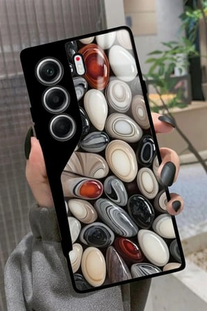 Tecno Camon 40 Uyumlu Siyah-Beyaz Kare Tasarımlı Parlak Silikon Kılıf