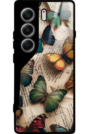 Tecno Camon 40 Uyumlu Siyah Yılan Derisi Tasarımlı Parlak Silikon Kılıf