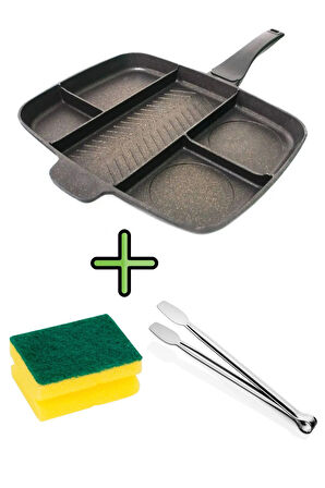 5 Gözlü Döküm Tava 5 Gözlü Granit Tava Beş Gözlü Tava Yapışmaz Tava 5 Bölmeli Maşa Bulaşık Süngeri