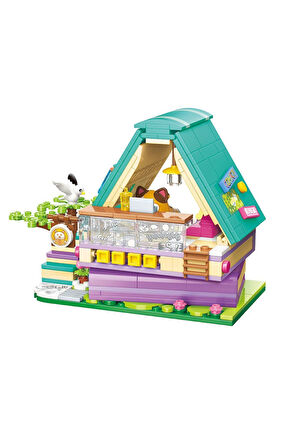 Erkek Çocuk Oyuncak KP28018 Keeppley Lovely Street Calico Cat Comic House Blok Seti -Vagonlife Kız Ç