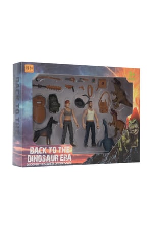 Erkek Çocuk Oyuncak Kadın Erkek Figürlü 3 Dinozorlu ve Aksesuarlı Oyun Seti Kız Çocuk Eğitici Oyunca