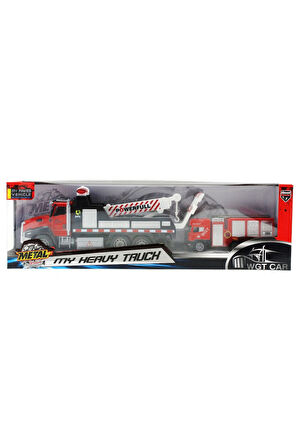 Erkek Çocuk Oyuncak Die Cast Çek Bırak Vinçli Kurtarıcı ve Söndürücü İtfaiye Aracı Kız Çocuk Eğitici