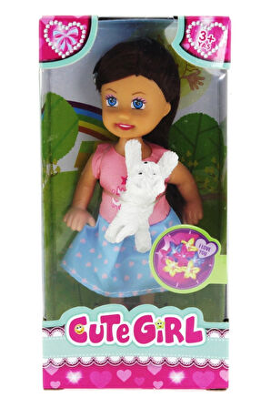 Erkek Çocuk Oyuncak Cute Girl Beyaz Köpekli ve Kumral Mini Bebek Kız Çocuk Eğitici Oyuncaklar