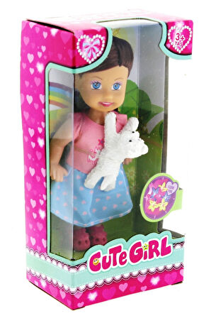 Erkek Çocuk Oyuncak Cute Girl Beyaz Köpekli ve Kumral Mini Bebek Kız Çocuk Eğitici Oyuncaklar